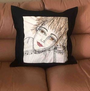 'Dreamers' Bespoke Freehand Embroidered cushion