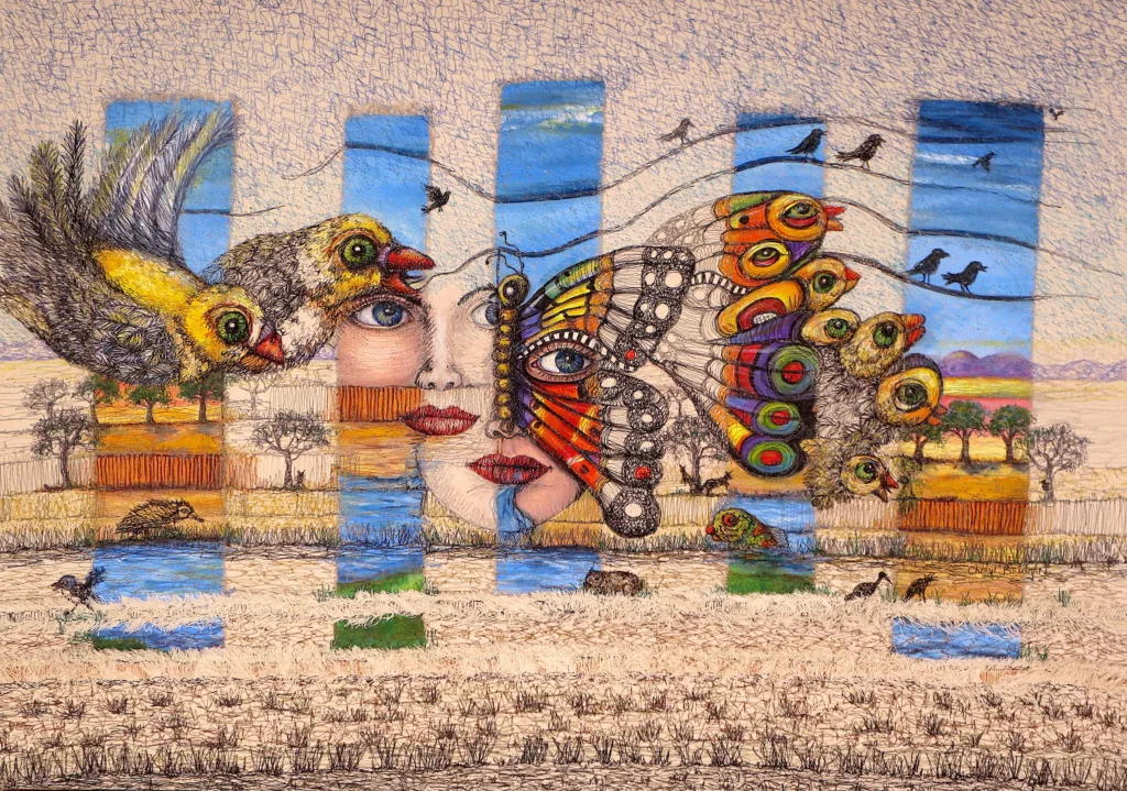 1 Gentle Whispering 72x102cm Embroidery Cheryl Bridgart