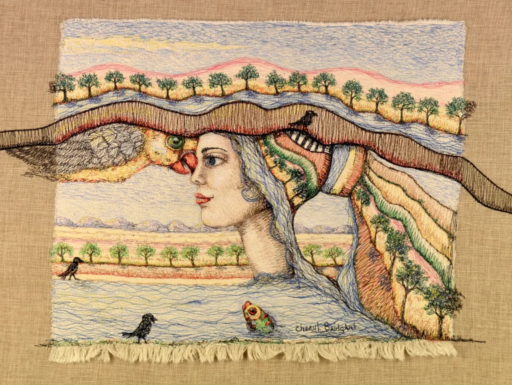 11 Laced with Dreams 51x71cm embroidery on cottonjpg Cheryl Bridgart