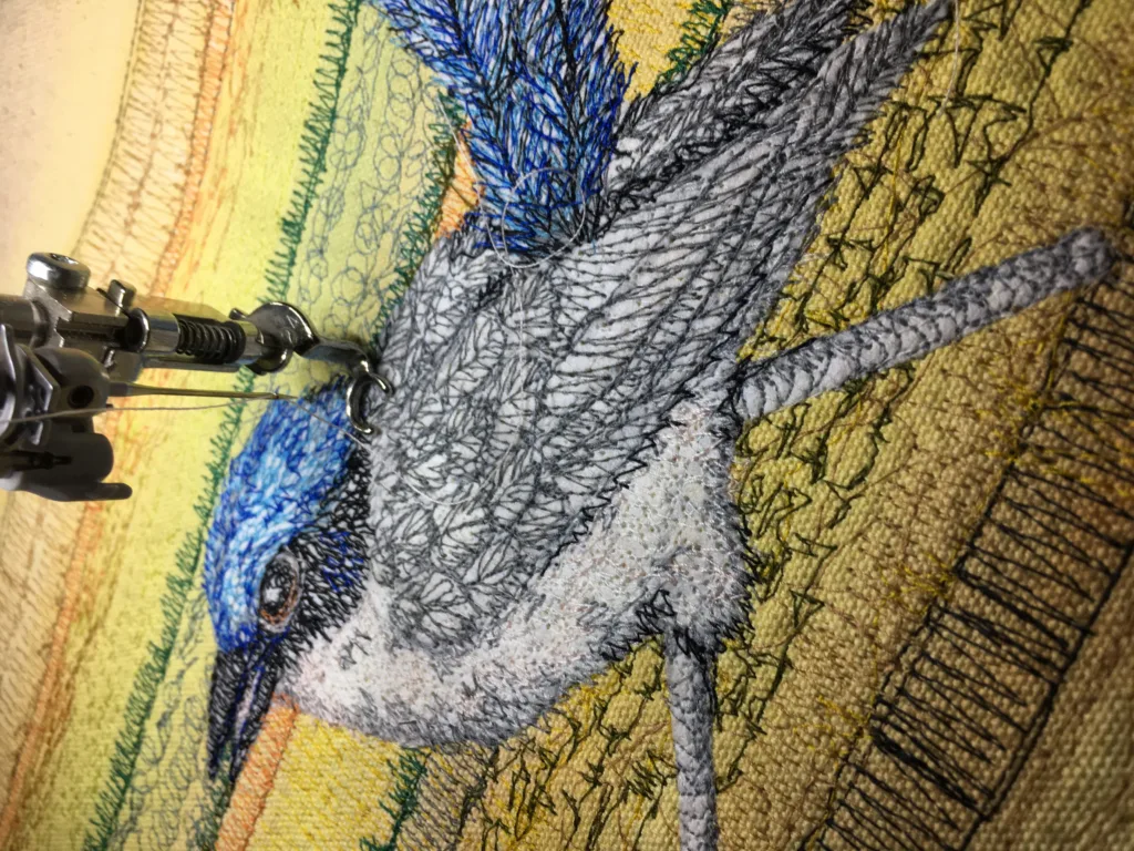 12a Blue Wren detail Embroidery Cheryl Bridgart