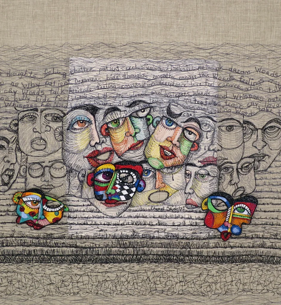 15 Whispers and Words-2018_504 66x61cm Embroidery Cheryl Bridgart
