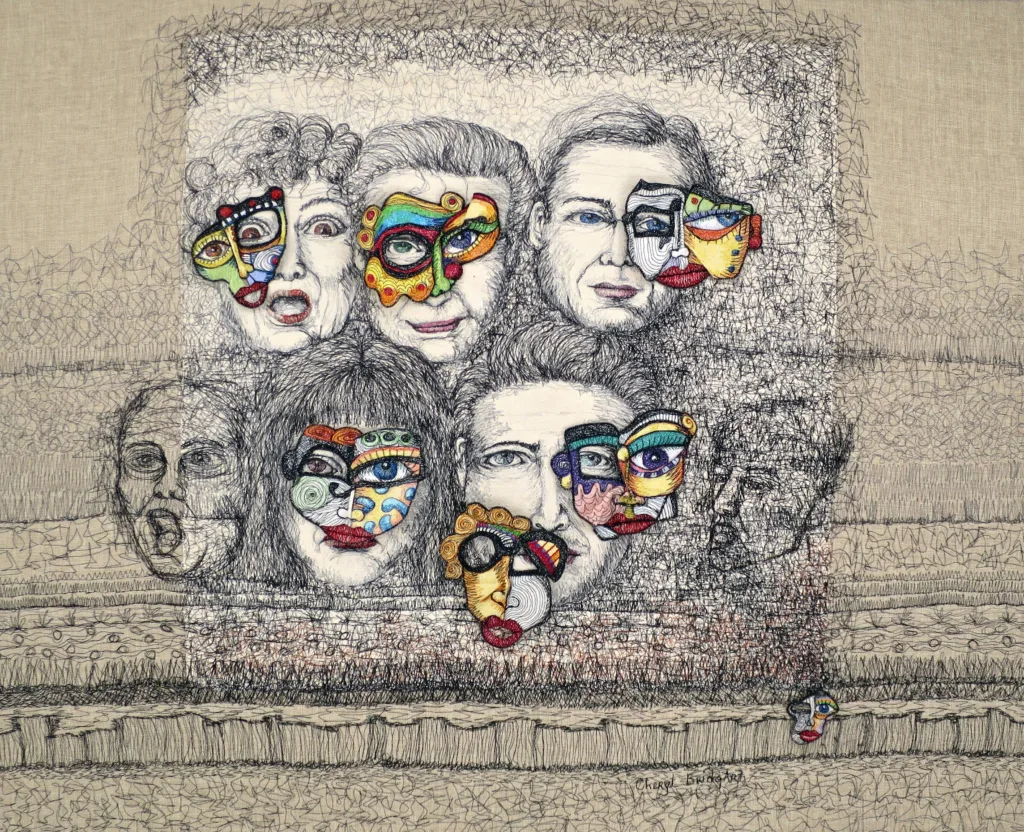 16 Conversations 84x102cm Embroidery Cheryl Bridgart