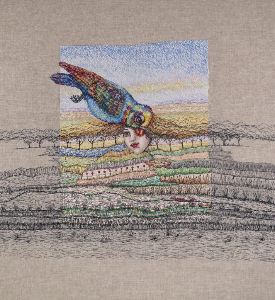 23 Strangely Beautiful 92x84cm Embroidery Cheryl Bridgart