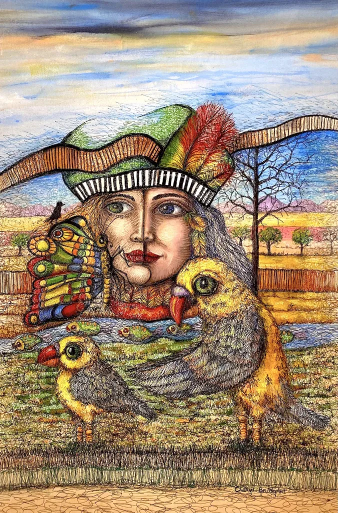 3 Bright Days Ahead 92x62cm Embroidery Cheryl Bridgart