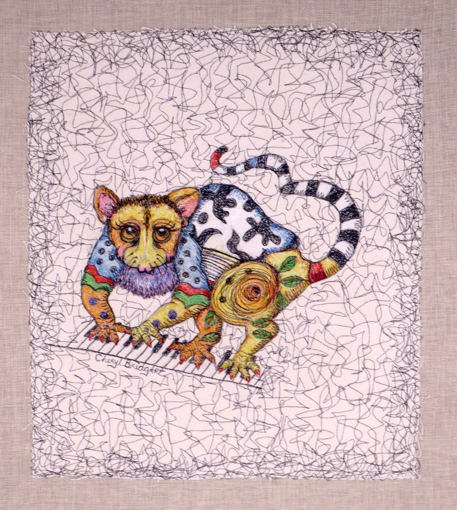 30 Possum Good Vibrations 61x51cm Embroidery Cheryl Bridgart