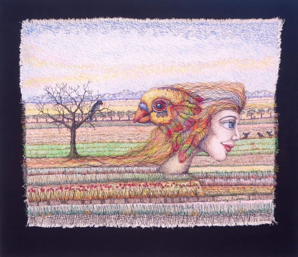 34 Alluring Creatures 87x71cm embroidery Cheryl Bridgart