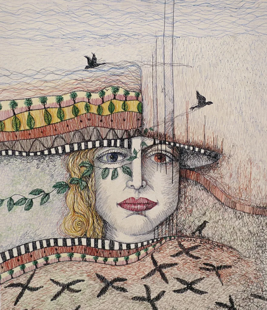 36 Time to Reflect 61x71cm embroidery Cheryl Bridgart