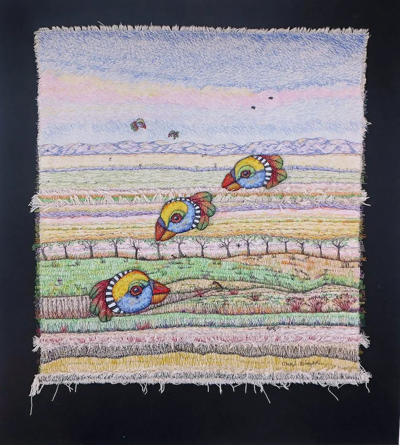 48 Wild & Free 102x92cm embroidery Cheryl Bridgart
