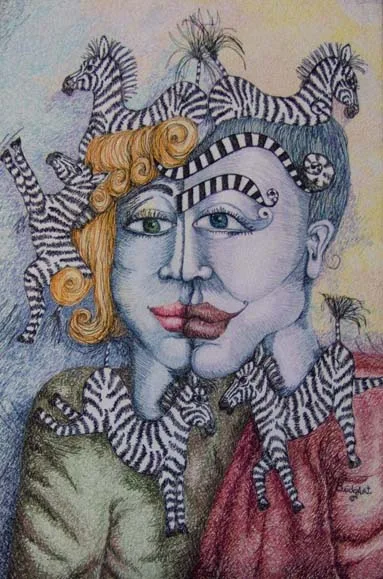 57 Zebra Dreaming 46x70cm embroidery Cheryl Bridgart