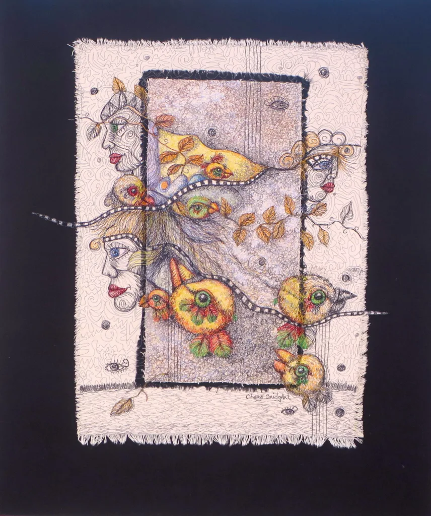 59 Enduring Symbols 71x61cm Embroidery Cheryl Bridgart