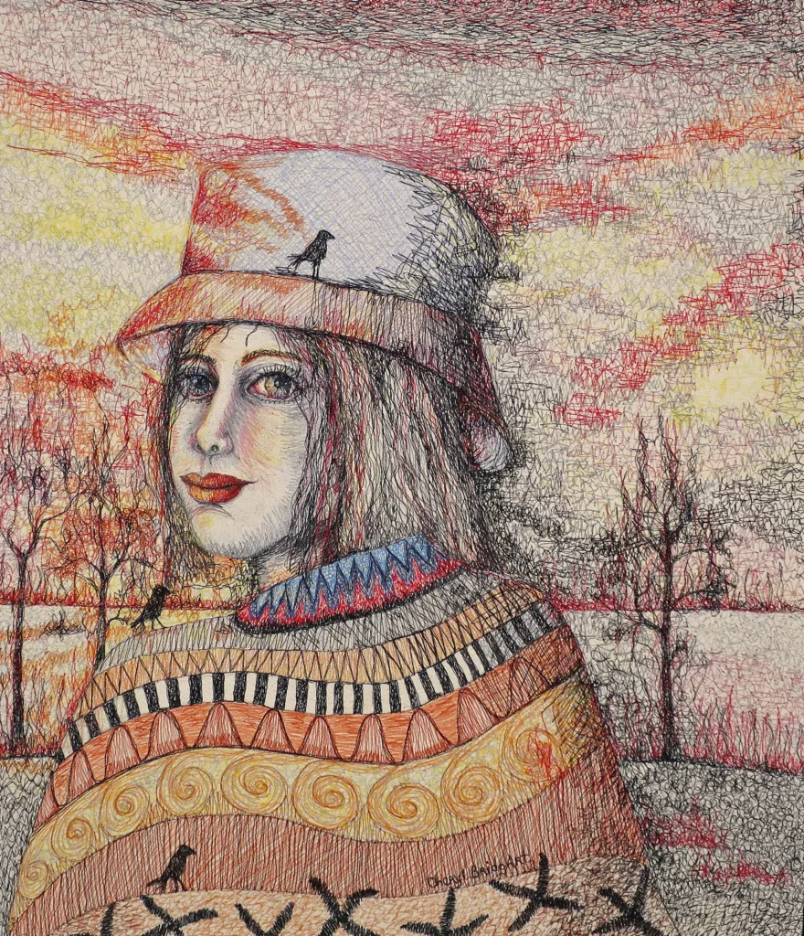 6 Night of the Fire 61x71cm Embroidery Cheryl Bridgart