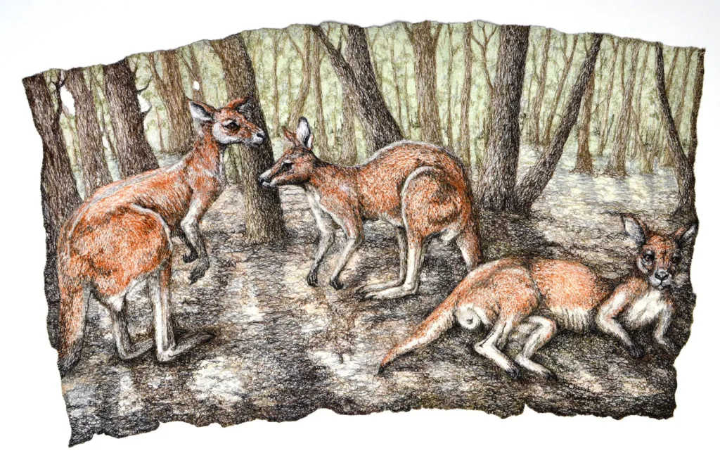 7 Kangaroo Mob SA 72x102cm Embroidery Cheryl Bridgart
