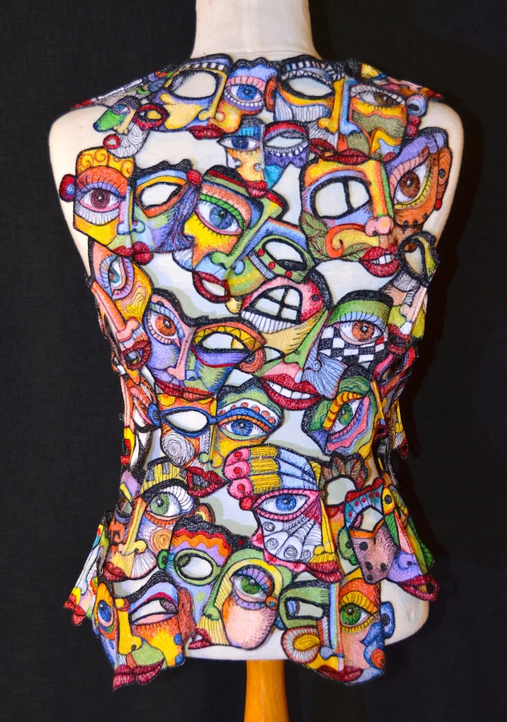 7a-41 Masks 3,504,721 stitches=1 Garment!-2017-Embroidery Back Cheryl Bridgart